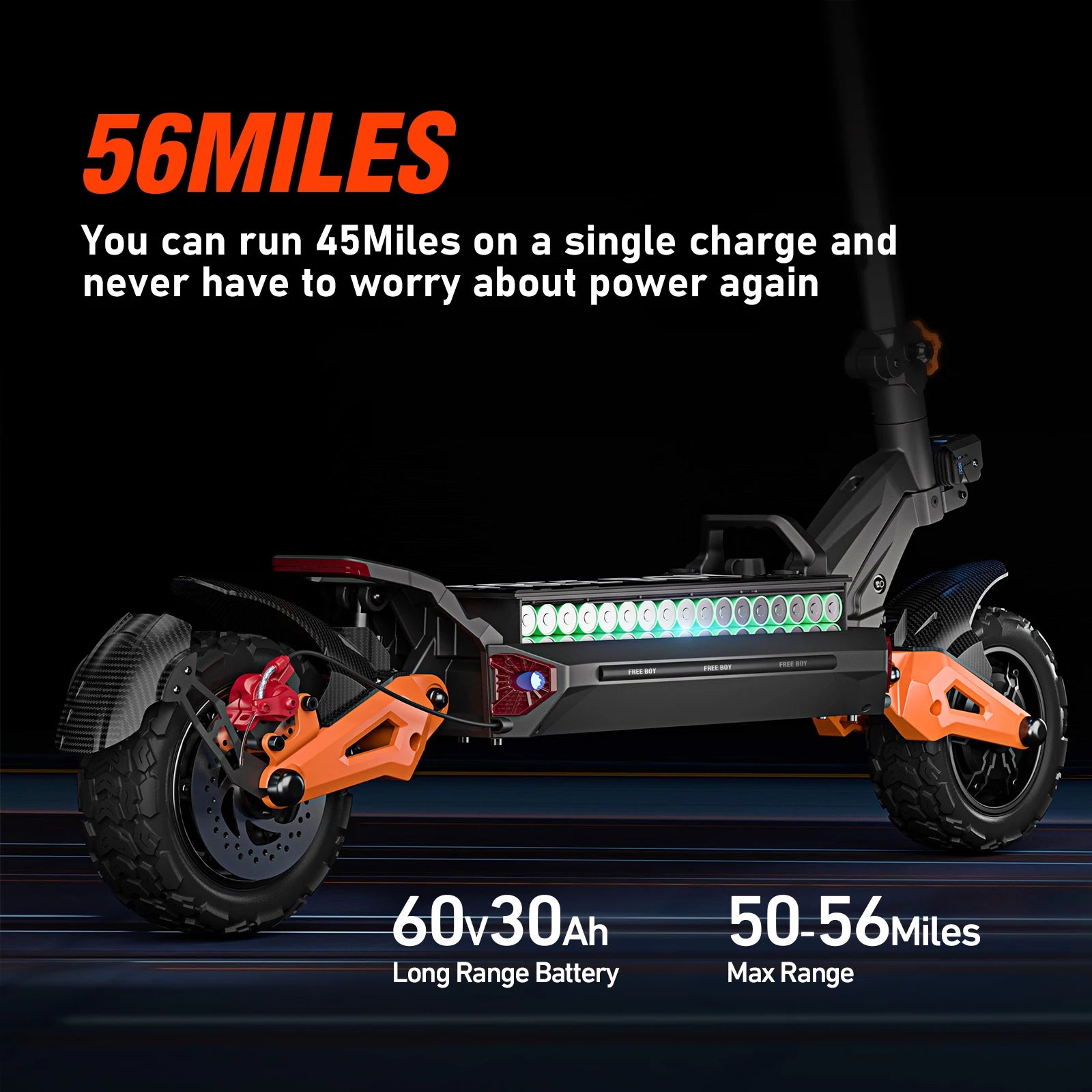 Dual-Shock Off-Road Electric Scooter for Adults Stand-Up Riding 60V High-Power Electric Scooter with Long Battery Life