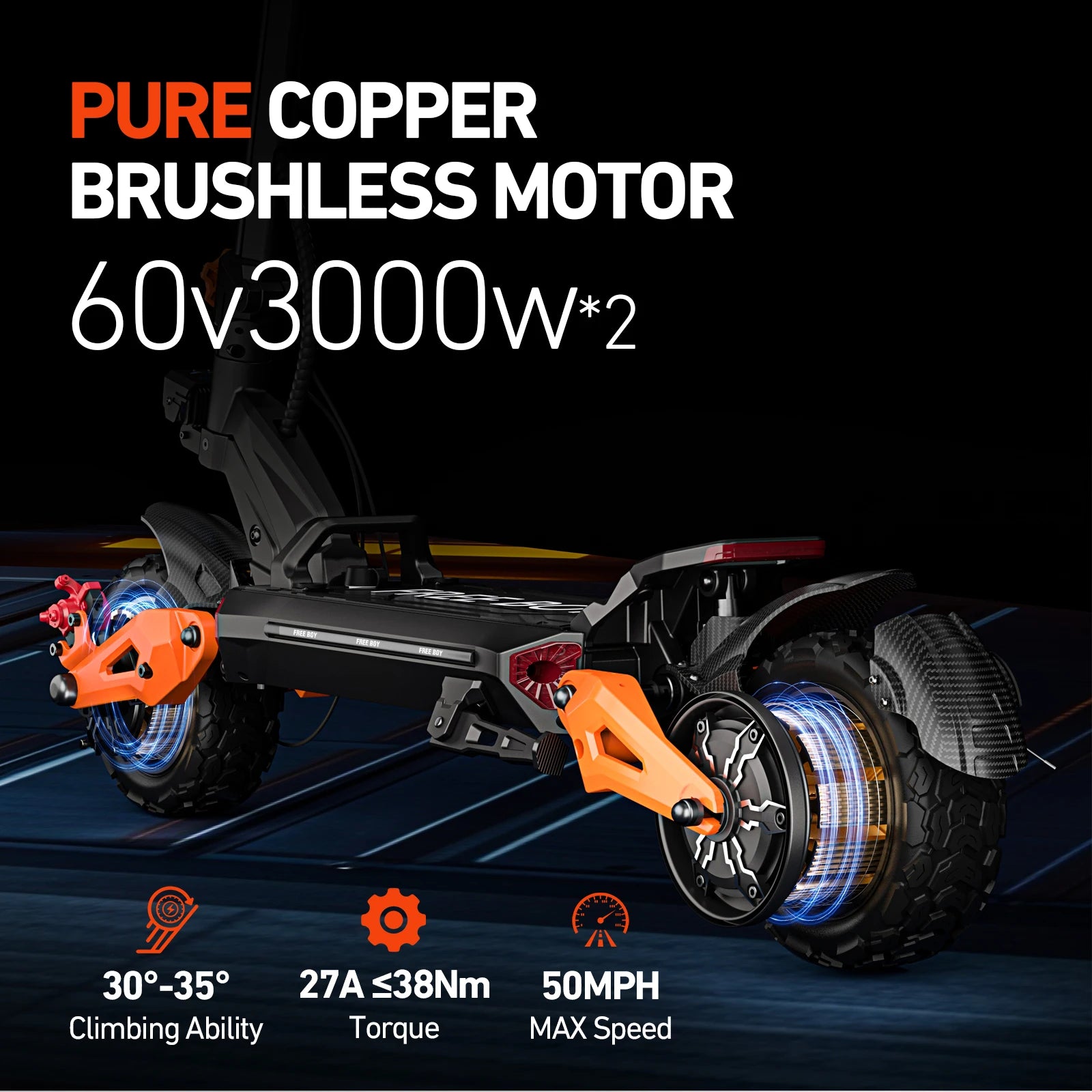 Dual-Shock Off-Road Electric Scooter for Adults Stand-Up Riding 60V High-Power Electric Scooter with Long Battery Life