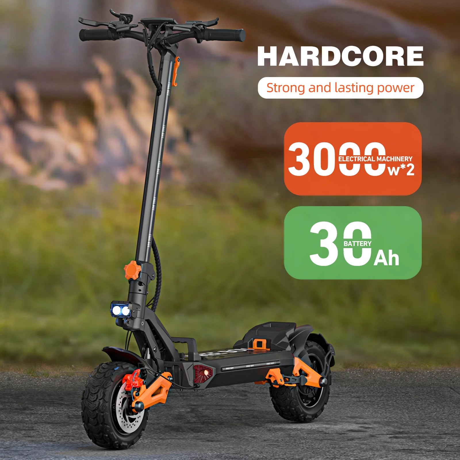 Dual-Shock Off-Road Electric Scooter for Adults Stand-Up Riding 60V High-Power Electric Scooter with Long Battery Life