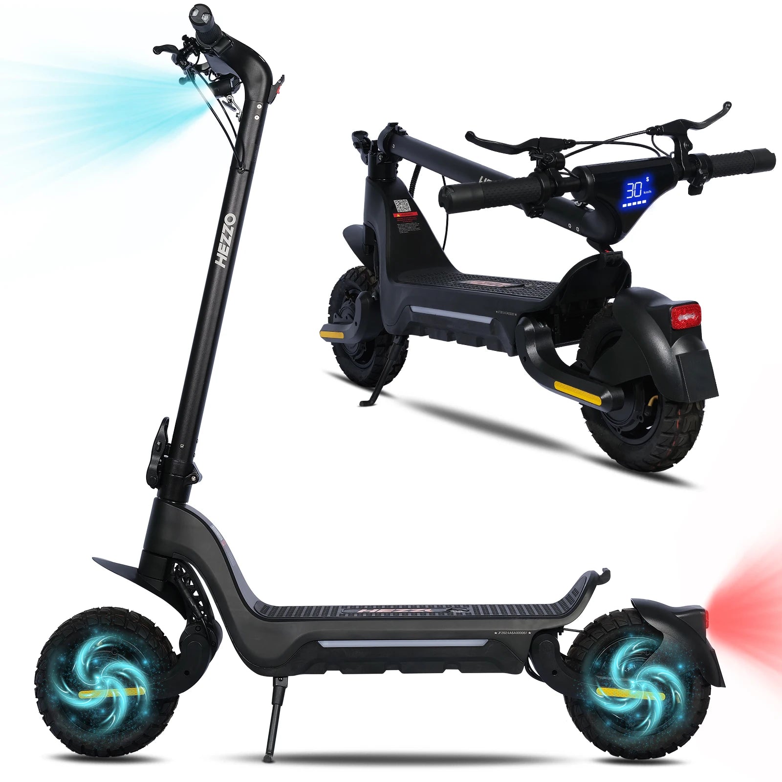 HEZZO 10Inch Escooter 48V 1600W Dual Motors Electric Scooter 45km/h 18Ah Foldable Off Road Kick Scooter With App Free Shipping