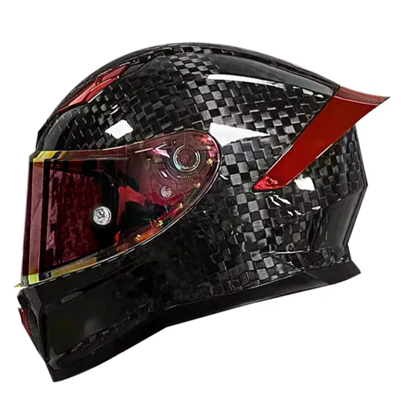 3C Certified Lightweight Full-Face Carbon Fiber Helmet with for Bluetooth for Men and Women All-Season Safety Motorcycling Gear
