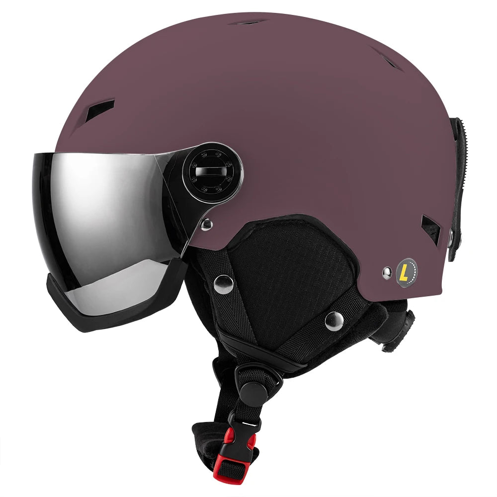 Certified ABS+EPS Snowboard Ski Helmet with Adjustable Visor Removable Liner & Ear Pads for Winter Sports