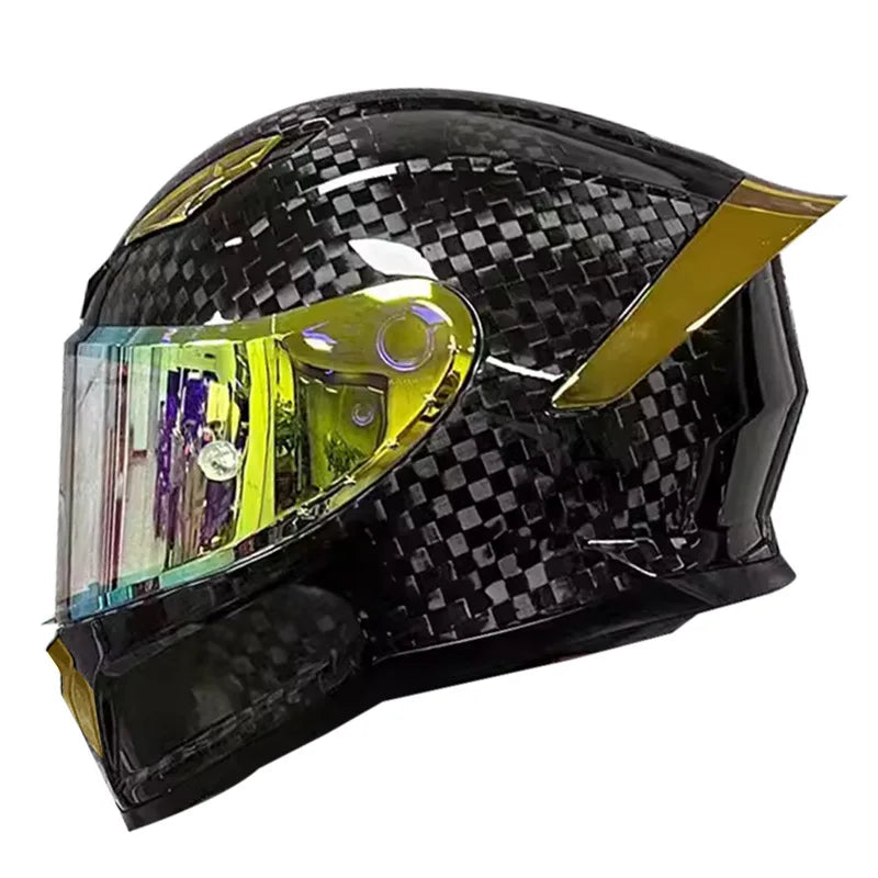 3C Certified Lightweight Full-Face Carbon Fiber Helmet with for Bluetooth for Men and Women All-Season Safety Motorcycling Gear
