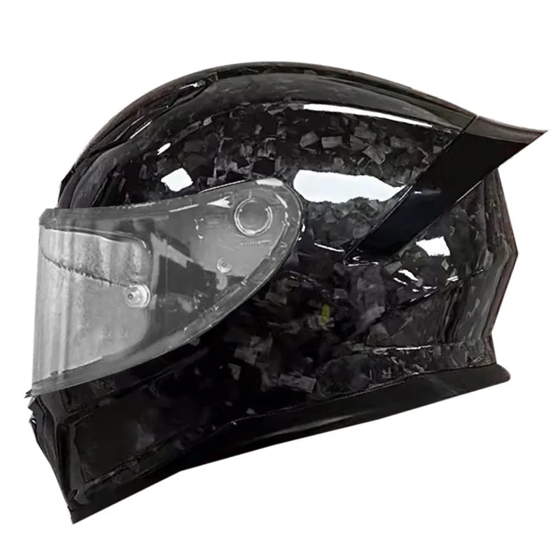 3C Certified Lightweight Full-Face Carbon Fiber Helmet with for Bluetooth for Men and Women All-Season Safety Motorcycling Gear