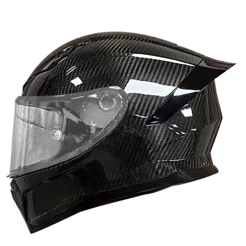 3C Certified Lightweight Full-Face Carbon Fiber Helmet with for Bluetooth for Men and Women All-Season Safety Motorcycling Gear