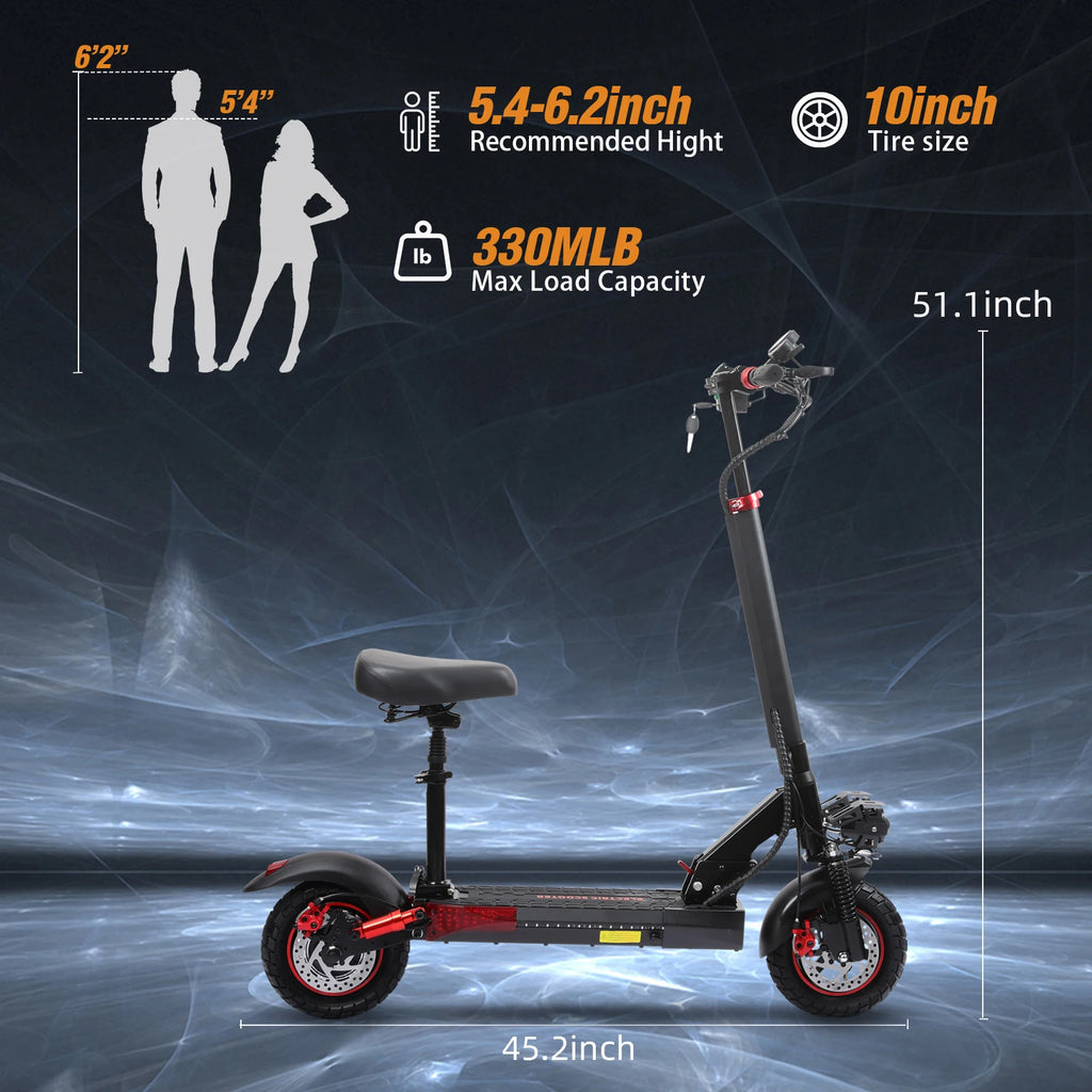 EU UK US CA Warehouse EScooter 800W - 10" Off-Road Tires Triple Suspension 45km/h, 55km Range, Foldable & IPX5 Electric Scooter
