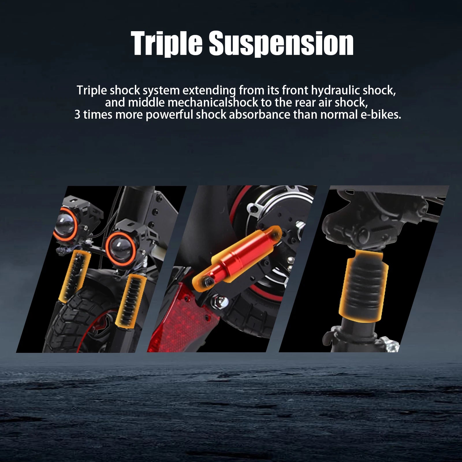 EU UK US CA Warehouse EScooter 800W - 10" Off-Road Tires Triple Suspension 45km/h, 55km Range, Foldable & IPX5 Electric Scooter