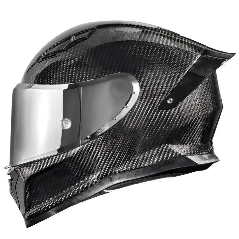 3C Certified Lightweight Full-Face Carbon Fiber Helmet with for Bluetooth for Men and Women All-Season Safety Motorcycling Gear