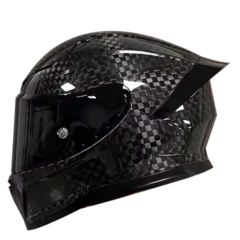 3C Certified Lightweight Full-Face Carbon Fiber Helmet with for Bluetooth for Men and Women All-Season Safety Motorcycling Gear