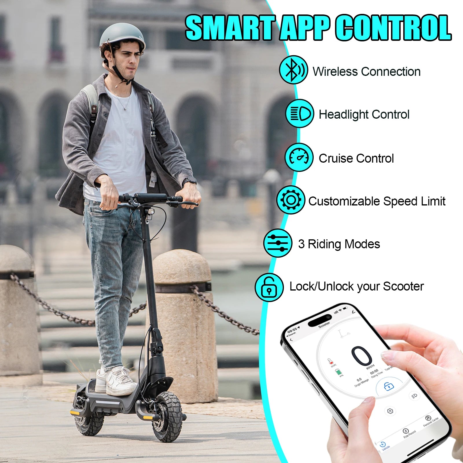 HEZZO 10Inch Escooter 48V 1600W Dual Motors Electric Scooter 45km/h 18Ah Foldable Off Road Kick Scooter With App Free Shipping