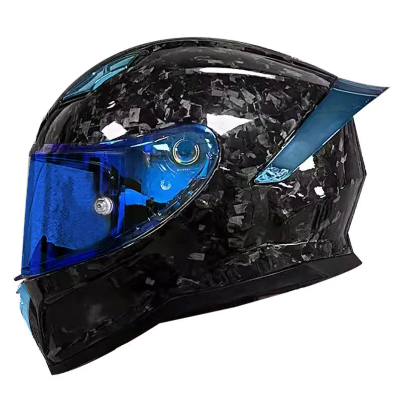 3C Certified Lightweight Full-Face Carbon Fiber Helmet with for Bluetooth for Men and Women All-Season Safety Motorcycling Gear