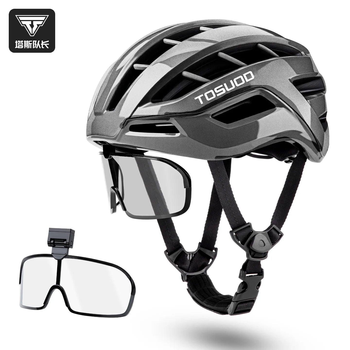 TOSUOD Dual Sport Bicycle Helmet with Magnetic Goggles Outdoor Road Mountain Bike Safety Equipment for Outdoor Riding