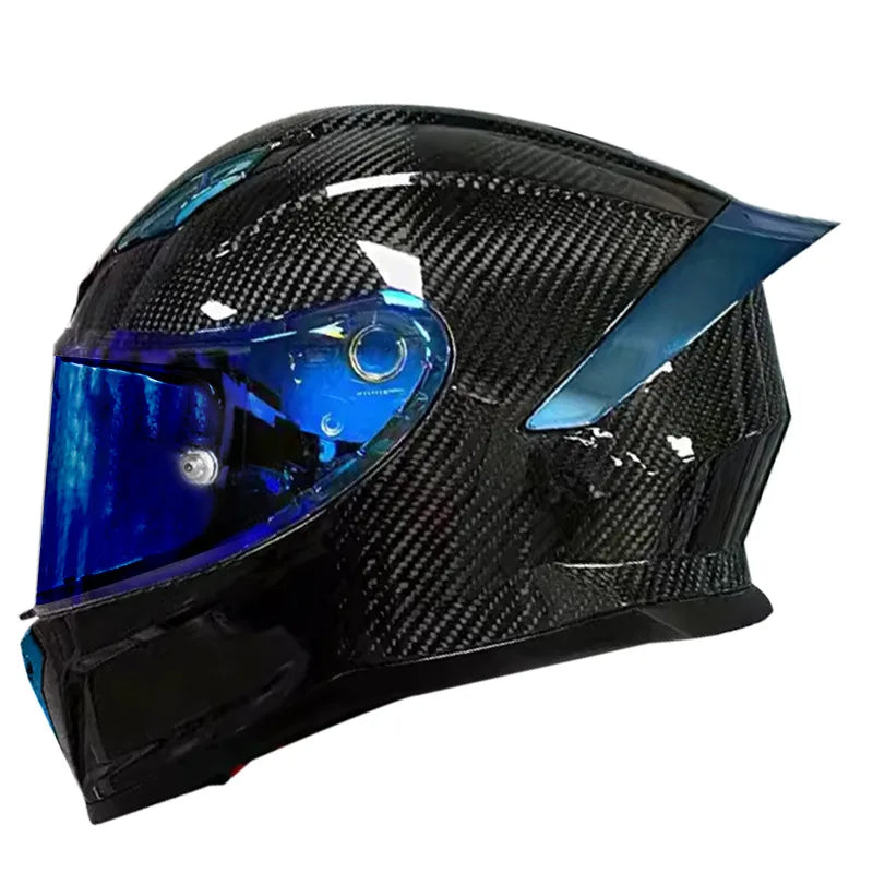 3C Certified Lightweight Full-Face Carbon Fiber Helmet with for Bluetooth for Men and Women All-Season Safety Motorcycling Gear