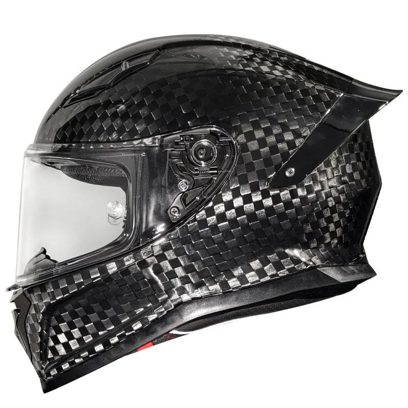 3C Certified Lightweight Full-Face Carbon Fiber Helmet with for Bluetooth for Men and Women All-Season Safety Motorcycling Gear