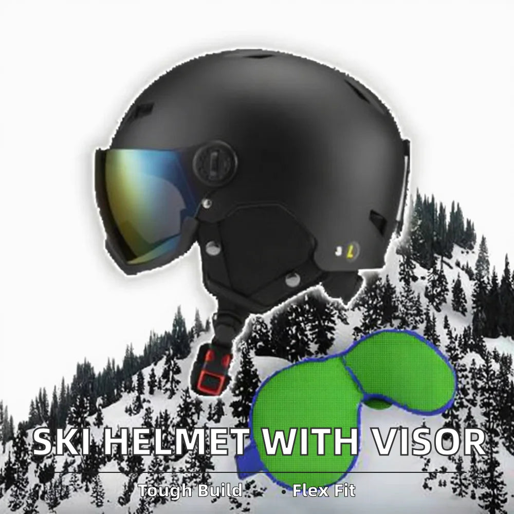 Certified ABS+EPS Snowboard Ski Helmet with Adjustable Visor Removable Liner & Ear Pads for Winter Sports