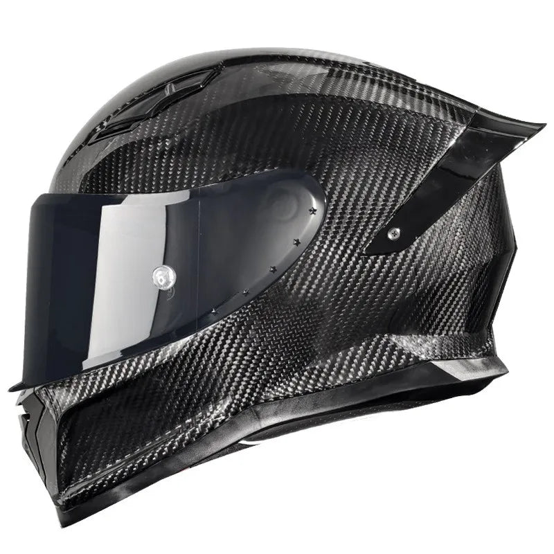 3C Certified Lightweight Full-Face Carbon Fiber Helmet with for Bluetooth for Men and Women All-Season Safety Motorcycling Gear