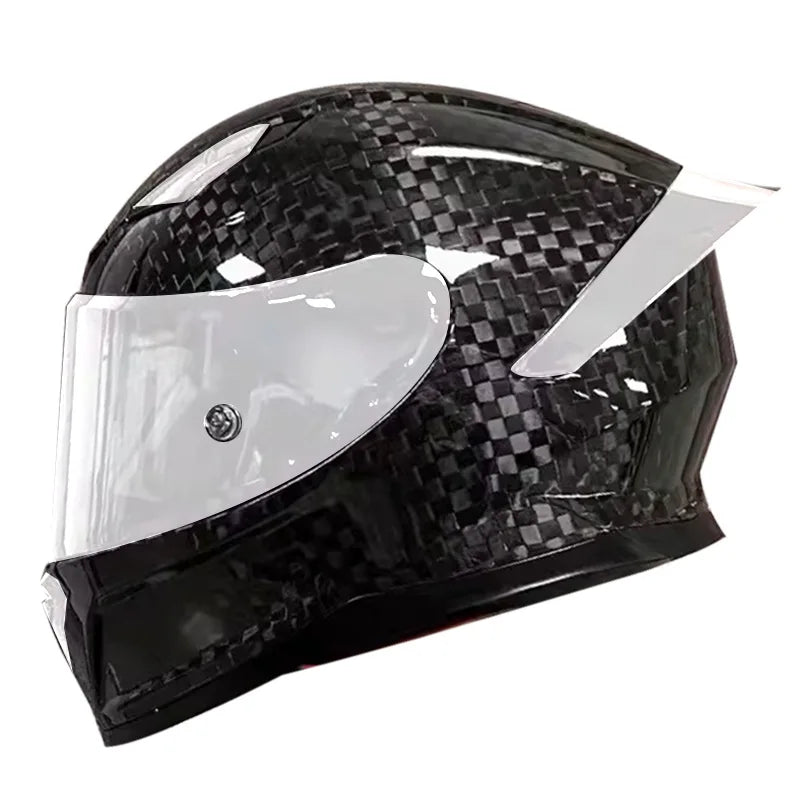 3C Certified Lightweight Full-Face Carbon Fiber Helmet with for Bluetooth for Men and Women All-Season Safety Motorcycling Gear
