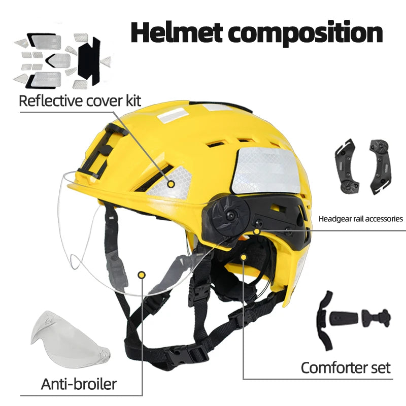 OSCR Dual Sport SAR Helmet with VAS Shroud Nylon ARC Rail & ABS Body TB1452 Hard Usage Safety Helmet