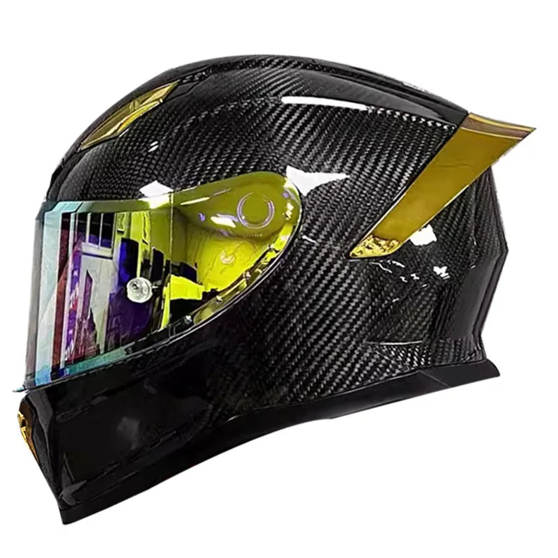 3C Certified Lightweight Full-Face Carbon Fiber Helmet with for Bluetooth for Men and Women All-Season Safety Motorcycling Gear