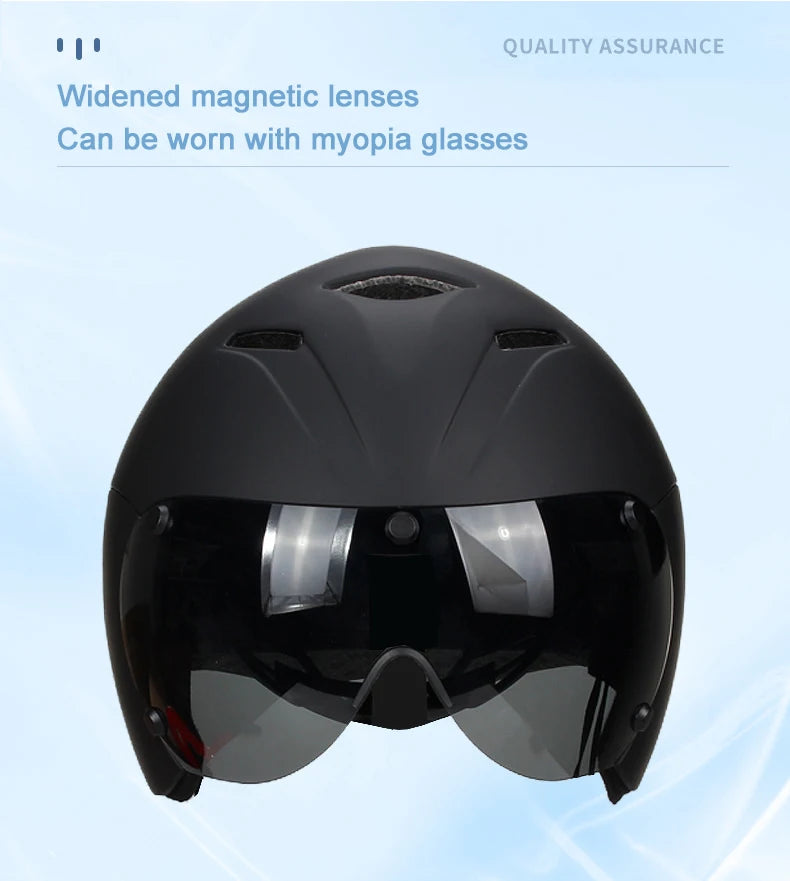 Professional Triathlon League Time Trial Helmets Road Bike Cycling aero Pneumatic Helmet with Magnetic Goggles