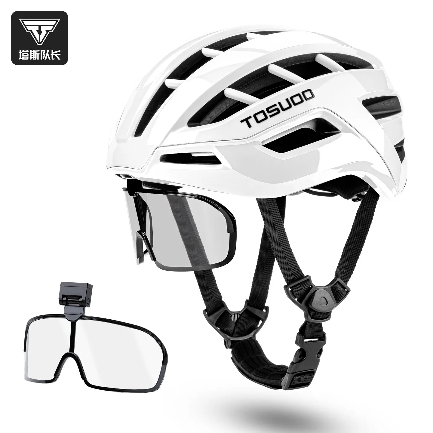TOSUOD Dual Sport Bicycle Helmet with Magnetic Goggles Outdoor Road Mountain Bike Safety Equipment for Outdoor Riding