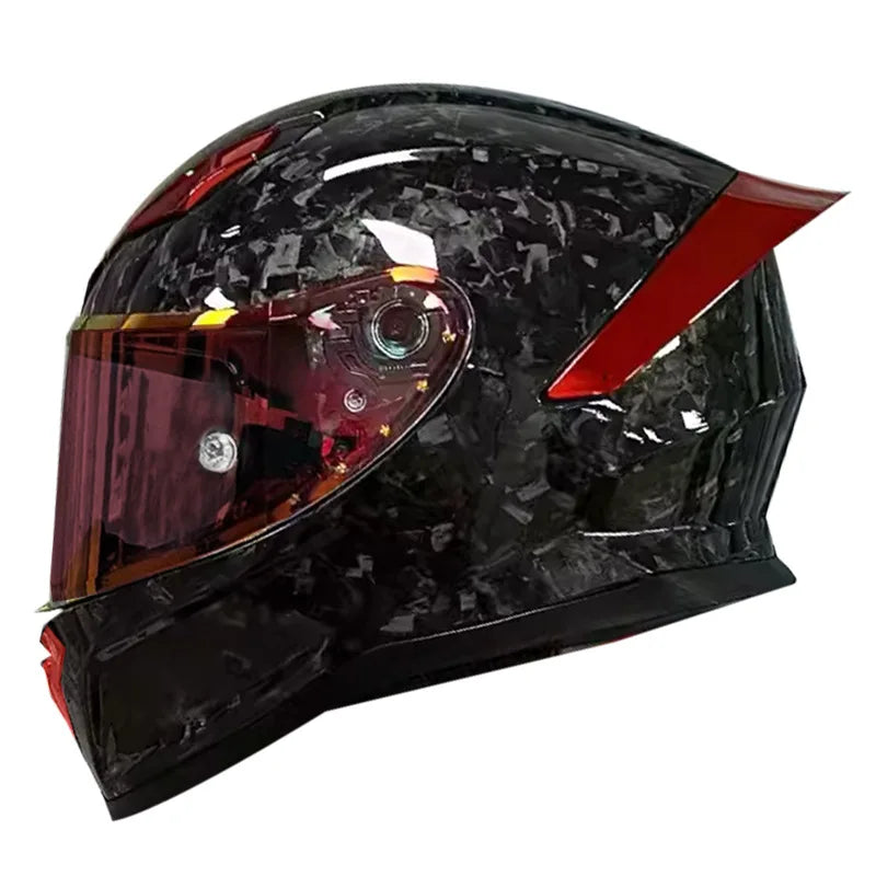 3C Certified Lightweight Full-Face Carbon Fiber Helmet with for Bluetooth for Men and Women All-Season Safety Motorcycling Gear