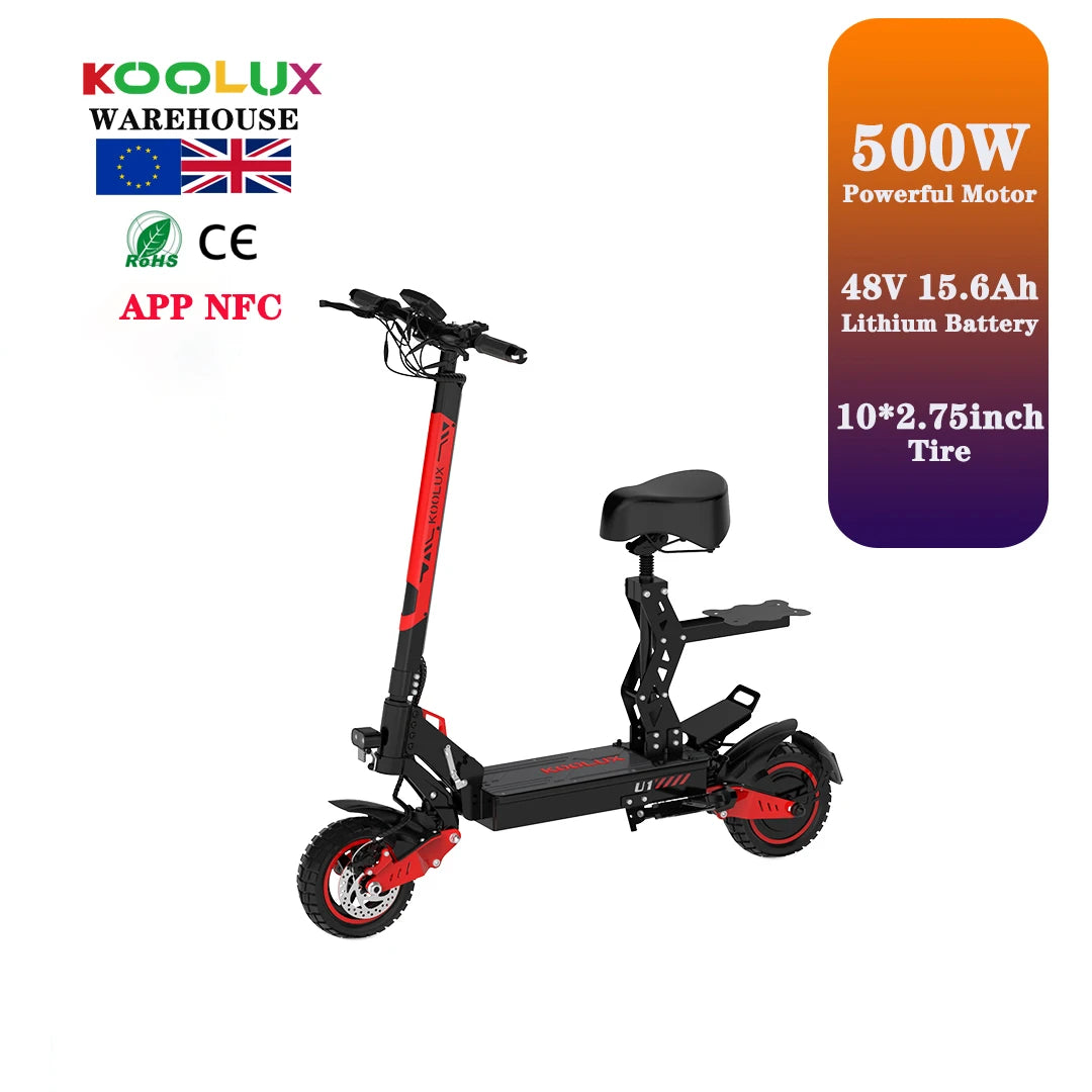 Waterproof IPX4 E-Scooter 10" 500W 48V 15.6AH All Terrain Electric Scooter 25km/h 70km Range CE Certified for Urban & Off Road