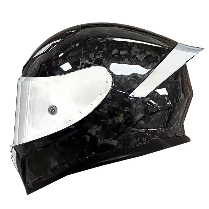 3C Certified Lightweight Full-Face Carbon Fiber Helmet with for Bluetooth for Men and Women All-Season Safety Motorcycling Gear