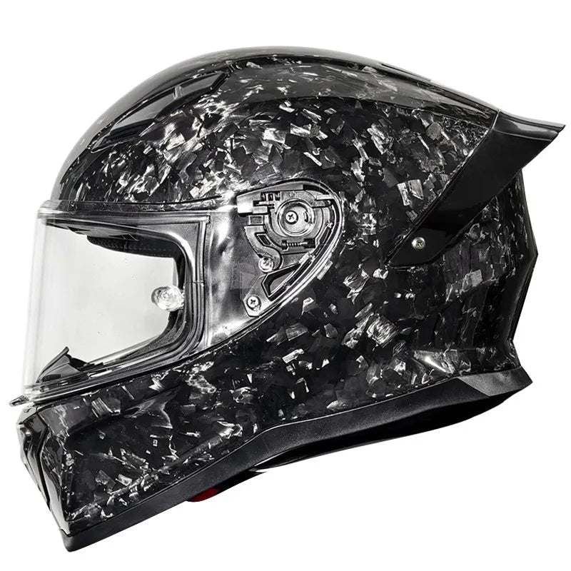 3C Certified Lightweight Full-Face Carbon Fiber Helmet with for Bluetooth for Men and Women All-Season Safety Motorcycling Gear
