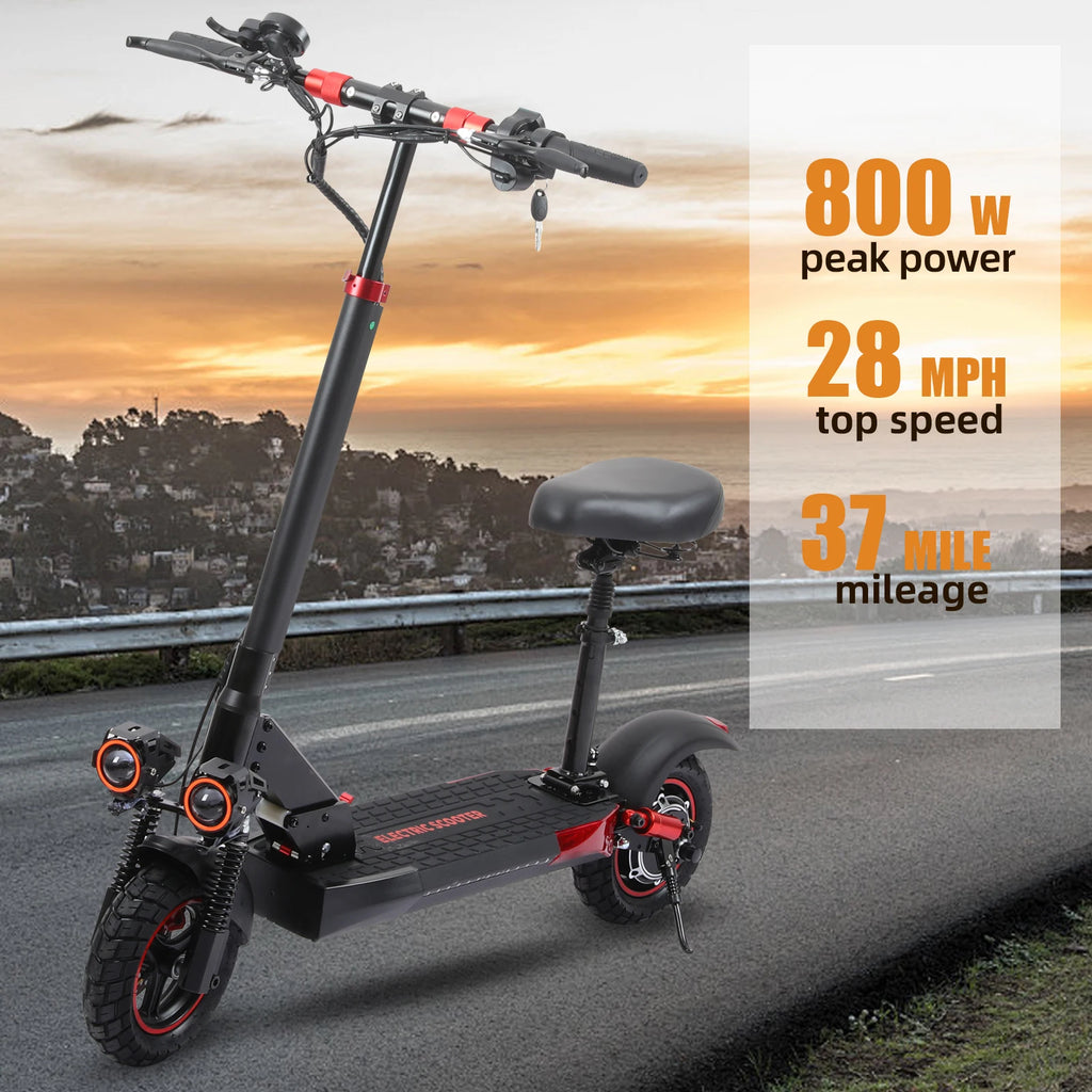 EU UK US CA Warehouse EScooter 800W - 10" Off-Road Tires Triple Suspension 45km/h, 55km Range, Foldable & IPX5 Electric Scooter