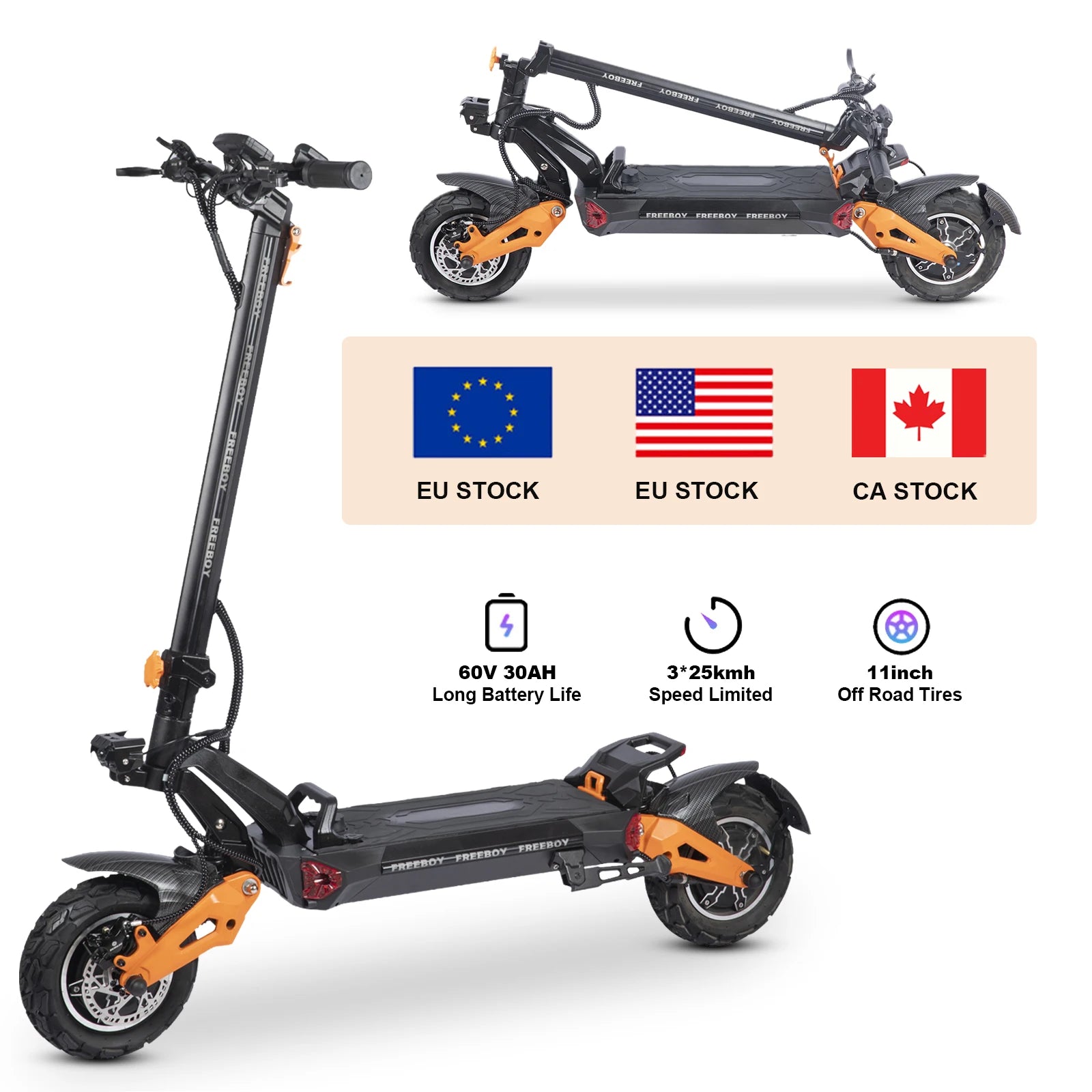 Freeboy EU US UK E Scooter Wholesale Dropshipping Fast Delivery Dual Motor Powerful Beast Beast Performance Electric Scooter