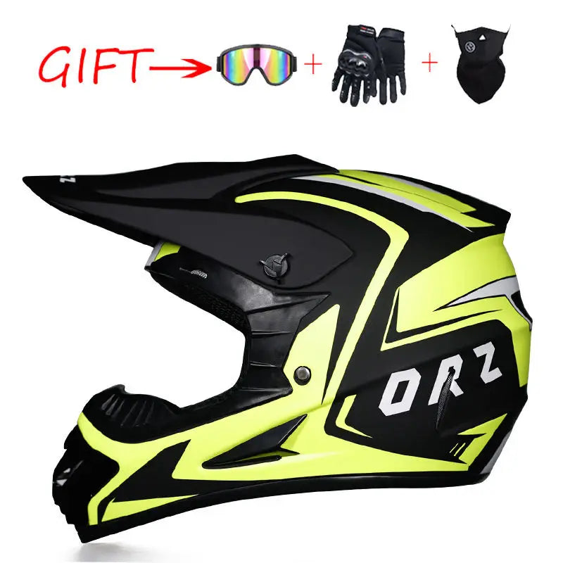 New Fashion Cross Off-road Full Face Motorcycle Helmet Go-kart ATV with Gift Goggles Gloves New Pattern Motocross Riding Helmets