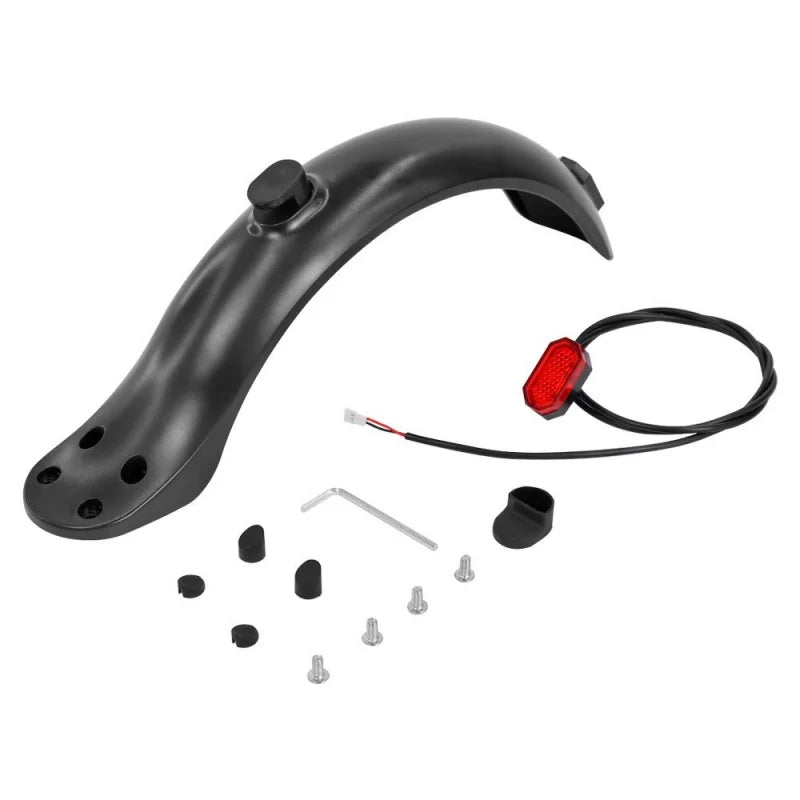 Electric Scooter 4 Hole Fender with Tail Light & Screws & Caps Splash Proof Mudguard Wear Resistant for 8.5 Inch E-scooter
