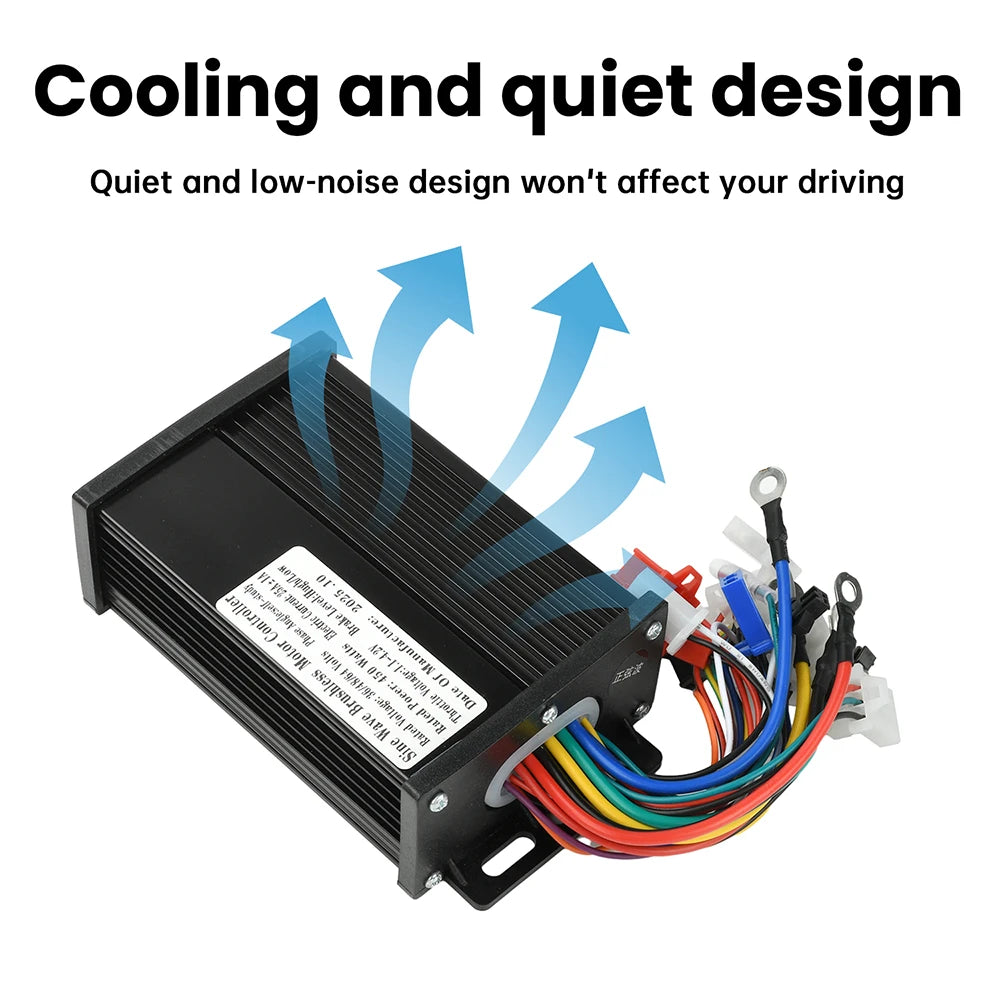 36V 48V 64V 450W 22-25A Electric Scooter E-Bike Sine Wave Brushless Motor Controller Triple-Mode Silent HY3208 MOS Transistor